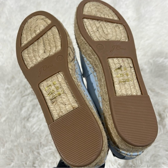 J CREW baby blue Canvas Espadrille Flats Size 7with removable ankle ribbon NEW - Picture 9 of 11